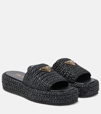 Logo espadrille slides | Prada