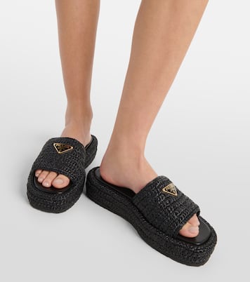 Logo espadrille slides | Prada