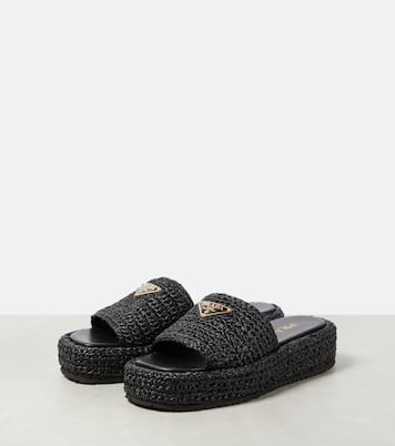 Logo espadrille slides | Prada