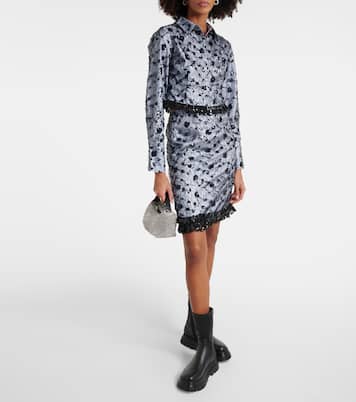 Cropped-Hemd mit Spitze und Pailletten | Ganni