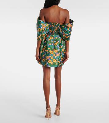 Robe imprimée à encolure bardot | Alémais