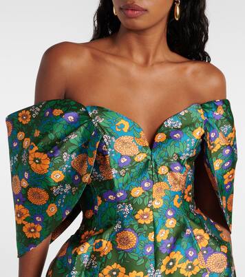 Robe imprimée à encolure bardot | Alémais