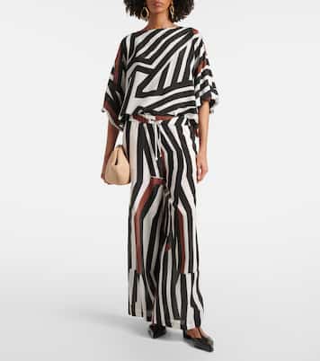 Pantalon ample Tropea rayé en soie | Max Mara