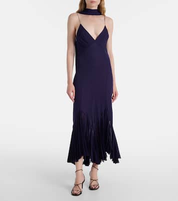 Candita scarf-detail silk midi dress | Khaite