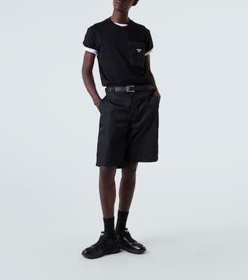 Logo皮革边饰运动鞋 | Prada