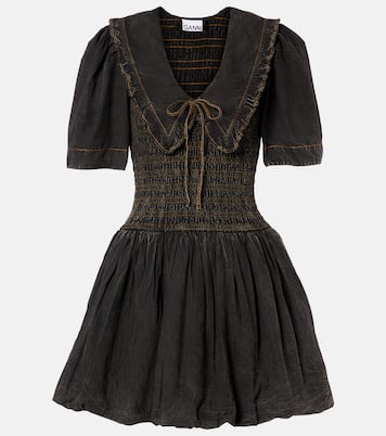 Bow-detail denim minidress | Ganni