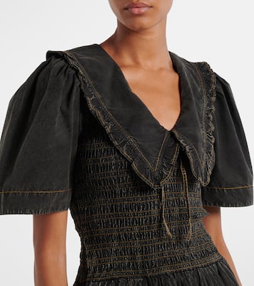 Bow-detail denim minidress | Ganni