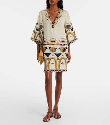 Besticktes Minikleid Medallion aus Leinen | Eres