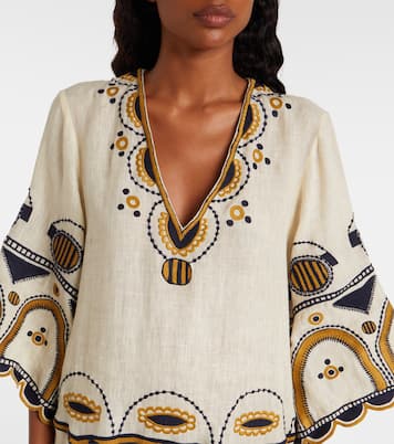 Besticktes Minikleid Medallion aus Leinen | Eres