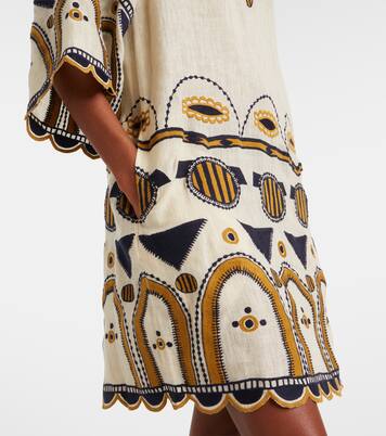 Besticktes Minikleid Medallion aus Leinen | Eres