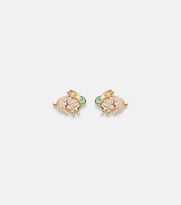 Boucles d’oreilles Bunny en or 18 ct, diamants et émeraudes | Anita Ko