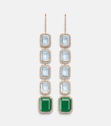 Boucles d’oreilles Tier Portrait en or 18 ct, topaze, agate et diamants | Shay Jewelry