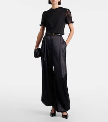 Lace-trimmed cotton jersey T-shirt | Nina Ricci
