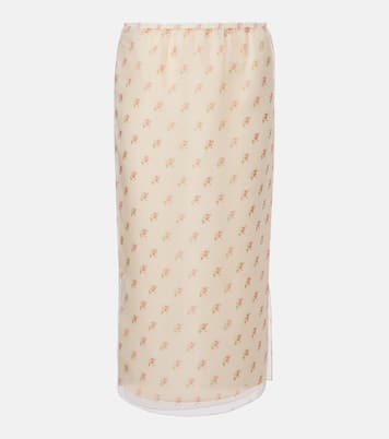 Sydni floral silk organza slip skirt | Khaite