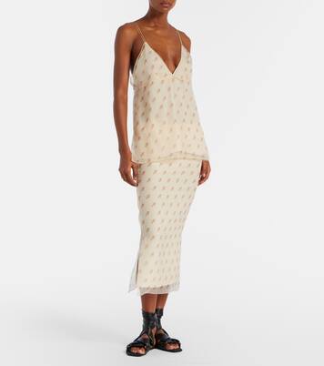 Sydni floral silk organza slip skirt | Khaite