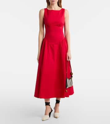 Vestido midi Gwen de popelín de algodón | Staud
