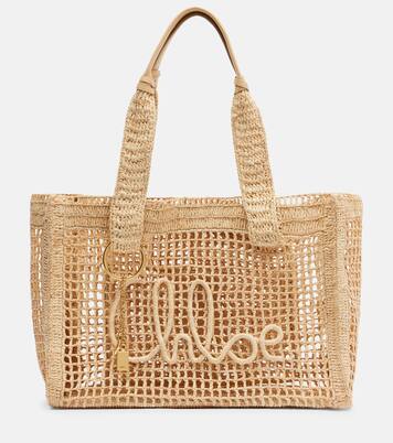 Tote Summer Banana Medium East-West de rafia | Chloé