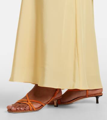 Farris raffia-trimmed leather sandals | Jimmy Choo