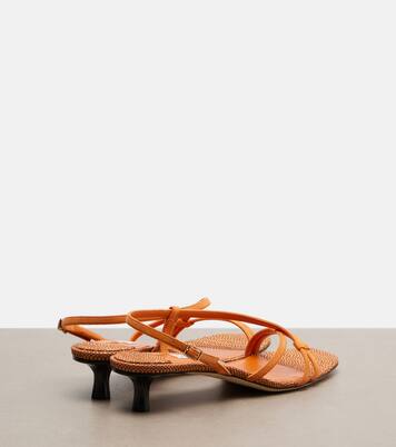 Farris raffia-trimmed leather sandals | Jimmy Choo