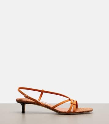 Farris raffia-trimmed leather sandals | Jimmy Choo