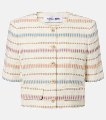 Orville striped cropped cotton-blend jacket | Veronica Beard