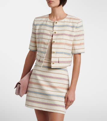 Orville striped cropped cotton-blend jacket | Veronica Beard