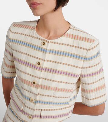 Orville striped cropped cotton-blend jacket | Veronica Beard
