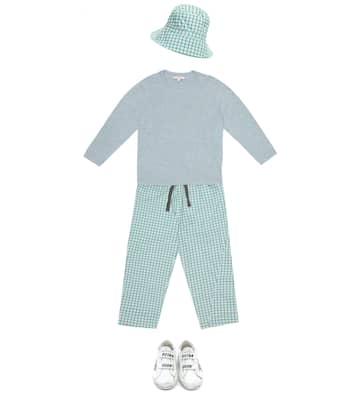 Baby Wembley checked cotton hat | Caramel