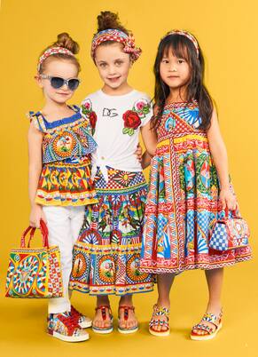 Printed cotton poplin top | Dolce&Gabbana Kids