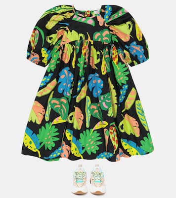 Printed puff-sleeve cotton dress | Stella McCartney Kids