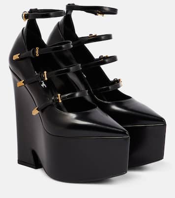 Tempest leather platform pumps | Versace