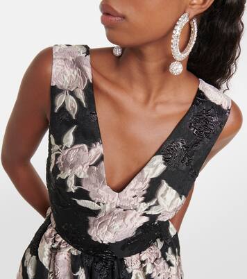 Robe midi en jacquard à fleurs | Monique Lhuillier