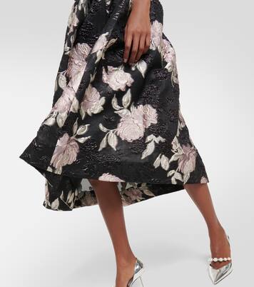 Robe midi en jacquard à fleurs | Monique Lhuillier