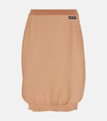 Logo knitted midi skirt | Miu Miu