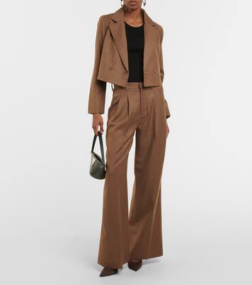 x EmRata - Pantaloni Joan in lana a gamba larga | AG Jeans