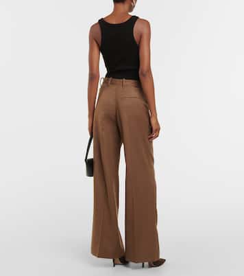 x EmRata - Pantaloni Joan in lana a gamba larga | AG Jeans