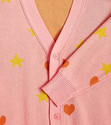 Hearts Stars jacquard cotton cardigan | Tinycottons