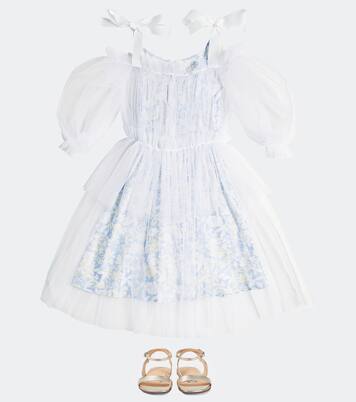 Ruched floral cotton-lined tulle dress | Paade Mode