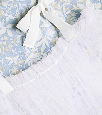 Ruched floral cotton-lined tulle dress | Paade Mode