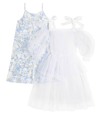 Ruched floral cotton-lined tulle dress | Paade Mode