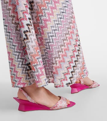 Wedge-Sandalen aus Leder mit Häkelstrick | Missoni
