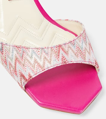 Wedge-Sandalen aus Leder mit Häkelstrick | Missoni