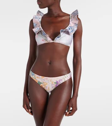 Halliday 러플 플로럴 비키니 탑 | Zimmermann