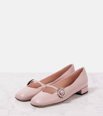 Verzierte Mary-Jane-Ballerinas Preshoes aus Leder | Valentino Garavani