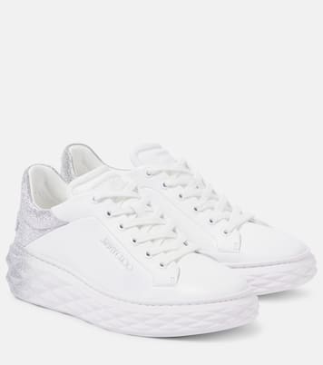 Diamond Maxi/F II glitter leather sneakers | Jimmy Choo