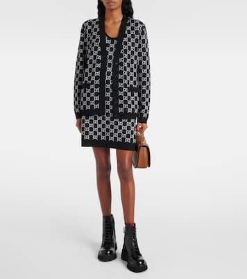 Cárdigan de mezcla de lana con GG en jacquard | Gucci