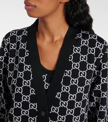 Cárdigan de mezcla de lana con GG en jacquard | Gucci