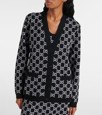 Cárdigan de mezcla de lana con GG en jacquard | Gucci