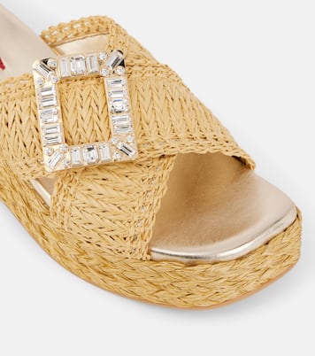Embellished raffia espadrille slides | Roger Vivier