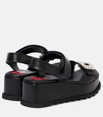 Slidy Viv' embellished leather wedge sandals | Roger Vivier